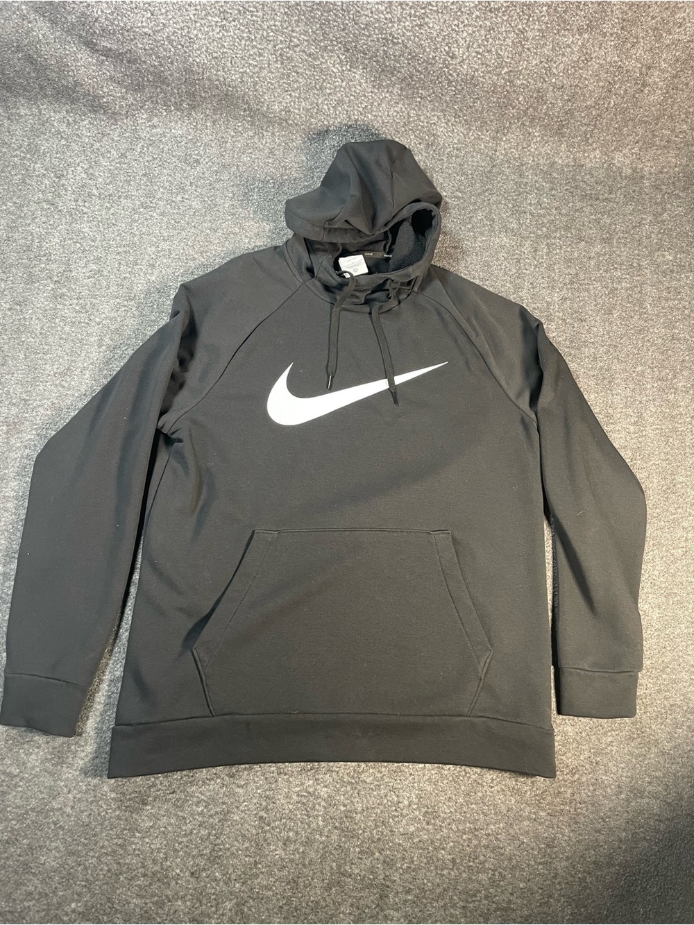 Nike Dri-Fit French Terry Hoodie Mens Medium Black Swoosh Pullover
